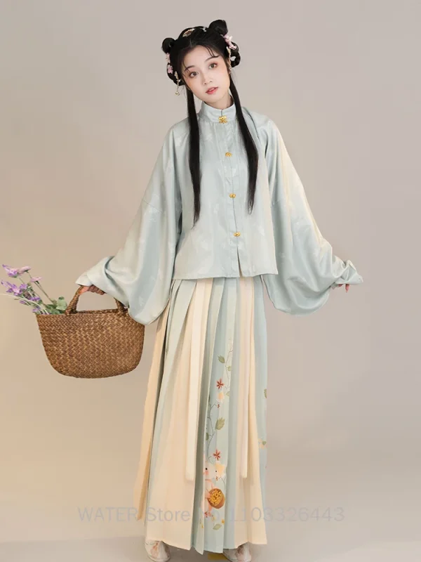 Kf S48fd5f580b2e4816923345862ad2b7509 Water Ming Dynasty Hanfu New Chinese Traditional Clothes For Women S Stand Collar Short Jacket Pleated Ming Dynasty Hanfu New Chinese Traditional Clothes for Women's Stand Collar Short Jacket Pleated Waist-length Skirt Spring