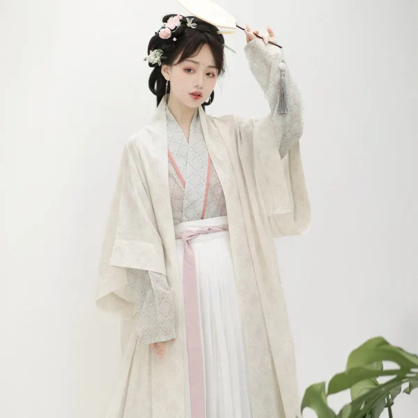 Kf S4b619123d0134d63b4148e883982ca07v Hanfu Trendy Song Dynasty Inspired Women S Summer Autumn Costume With Longgan Temple Long Shirt And Hanfu Trendy Song Dynasty-inspired Women's Summer Autumn Costume with Longgan Temple Long Shirt and Pleated Skirt