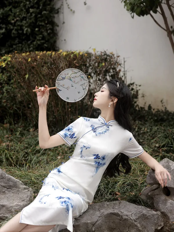 Kf S4c184ef1f3a04649974f922f776ecb4e2 Chinese Style Improved Qipao 2024 Spring Summer New Ink Painting Blue White Porcelain Printing Retro Women Chinese Style Improved Qipao Spring/summer New Ink Painting Blue White Porcelain Printing Retro Women's Cheongsam Dress