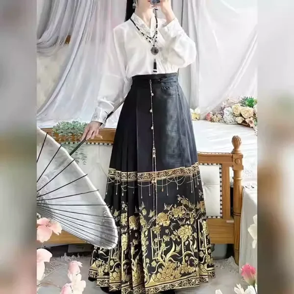 Kf S4d2d1f74dde4439a8f30f288bdd9c773a Traditional Chinese Hanfu Horse Face Skirt Vest Mamianqun Short Skirt Set Embroidery Top Horse Face Skirt Traditional Chinese Hanfu Horse Face Skirt Vest Mamianqun Short Skirt Set Embroidery Top Horse Face Skirt Two Piece Set 2590