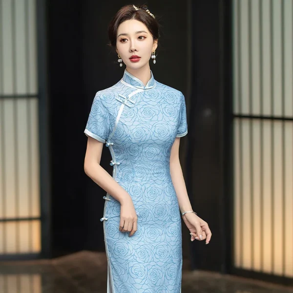 Kf S4dd3b722749b4b3a8ea5e33211f3f27cj Plus Size 5xl Qipao Blue Printed Slim Cheongsam Female Elegant Temperament Dress Wedding Prom Gown Chinese Plus Size 5XL Qipao Blue Printed Slim Cheongsam Female Elegant Temperament Dress Wedding Prom Gown Chinese Traditional Vestidos