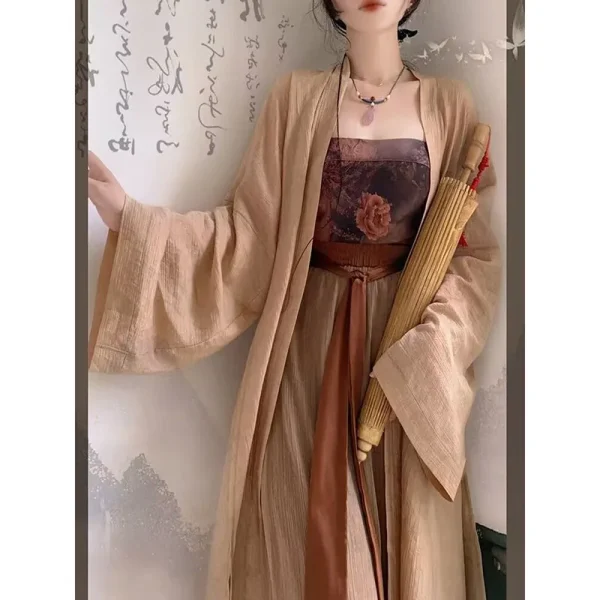 Kf S4ddf91089a6949c29d8a7fecf4a2532bu New Chinese Style Light National Style Dress 2024 Summer Elegant Improved Qi Chest Skirt Women S New Chinese Style Light National Style dress Summer Elegant Improved Qi Chest Skirt Women's Retro Hanfu Cardigan Sling Set