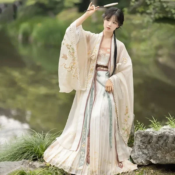 Kf S4e905e205d0f437cbd25a6c9a53f047ch Water Ancient Song Dynasty Hanfu Dresses Women S Chinese Traditional Embroidery Long Sleeved Shirt Double Breasted Ancient Song Dynasty Hanfu Dresses Women's Chinese Traditional Embroidery Long-sleeved Shirt Double-breasted Summer Beige