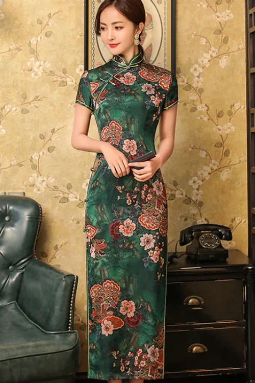 Kf S4ed342da401d4b0e8866372bbcd2971ag 7 Colors Green Silk Cheongsam Summer Vintage Lined Dress Plus Size Party Wedding Costumes Floral Elegant 7 Colors Green Silk Cheongsam Summer Vintage Lined Dress Plus Size Party Wedding Costumes Floral Elegant Qipao M To 4XL