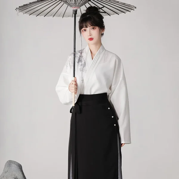 Kf S4f5227b4fccc460fa10a3fca302b3c59x Chinese Style Ink Painting Hanfu Dress Suit Cross Collar Blouse Black Pearl Horse Face Skirt Original Chinese Style Ink Painting Hanfu Dress Suit Cross Collar Blouse Black Pearl Horse Face Skirt Original and Improved Modern Hanfu