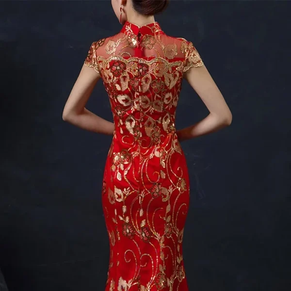 Kf S51796e47576346838ac7b8ddf15796e27 Red Chinese Wedding Dress Female Long Short Sleeve Cheongsam Gold Slim Chinese Traditional Dress Women Qipao Red Chinese Wedding Dress Female Long Short Sleeve Cheongsam Gold Slim Chinese Traditional Dress Women Qipao for Wedding Party