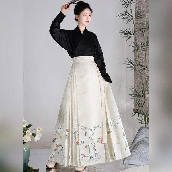 Kf S52c82c8c51be456e89464d2dd02102dda Hanfu Women S Ming Dynasty New Chinese Horse Face Skirt Set Daily Commuting Improvement Dark Pattern Hanfu Women's Ming Dynasty New Chinese Horse Face Skirt Set, Daily Commuting Improvement, Dark Pattern Jacquard Aircraft Sleeves