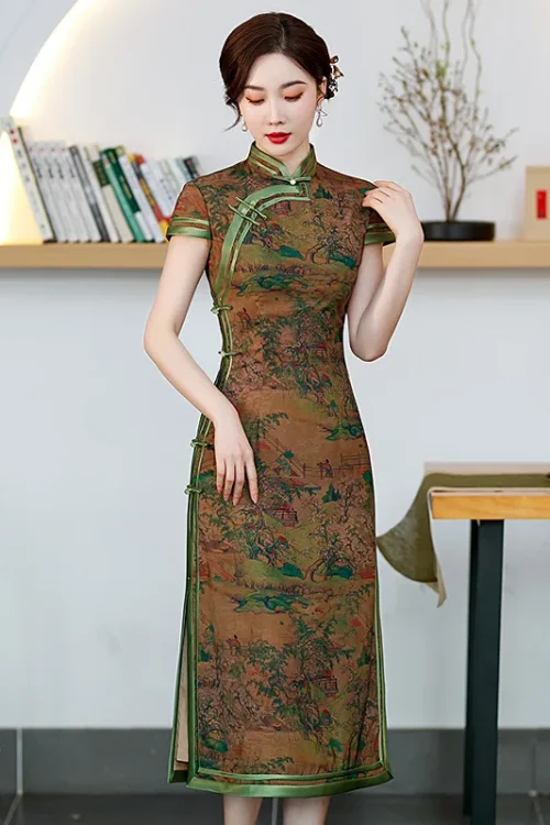 Kf S52db2b905bd44d9aa07782dea0758def2 Novelty Retro Long Dress Autumn New Chinese Traditional Cheongsam Handmade Button Women Sexy Qipao Side Split Autumn New Chinese Traditional Cheongsam Handmade Button Women Sexy Qipao Side Split