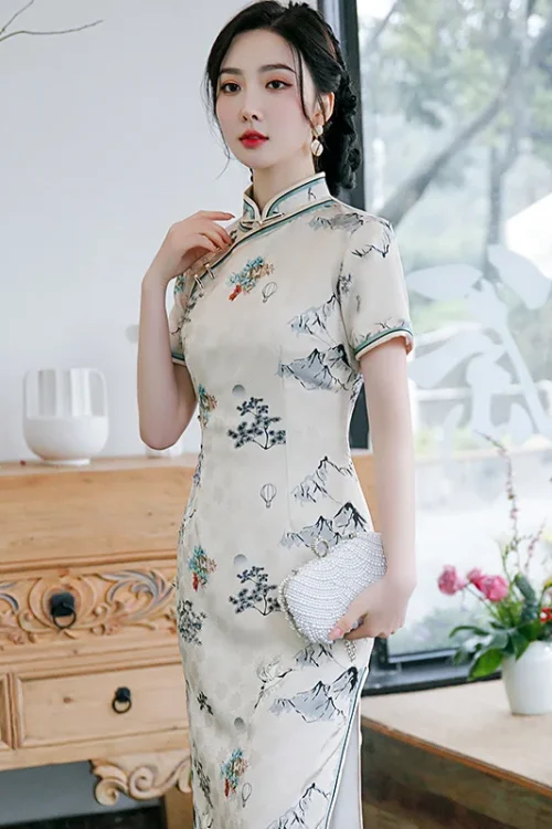 Kf S534c3d312f4e4442a90b2b3fc16a230de Vintage Floral Print Qipao Cheongsam Chinese Dress Women Traditional Short Sleeve Formal Party Dresses Big Size Vintage Floral Print Qipao Cheongsam Chinese Dress Women Traditional Short Sleeve Formal Party Dresses Big Size 3XL