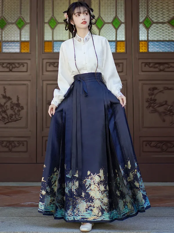 Kf S556ffcef22094f01a68ca05e97a80572b Original Hanfu Skirt Chinese Style Costume Mamianqun Ming Dynasty Weaving Skirt Woman Daily Horse Face Pony Original Hanfu Skirt Chinese Style Costume Mamianqun Ming Dynasty Weaving skirt woman Daily Horse Face Pony Skirt