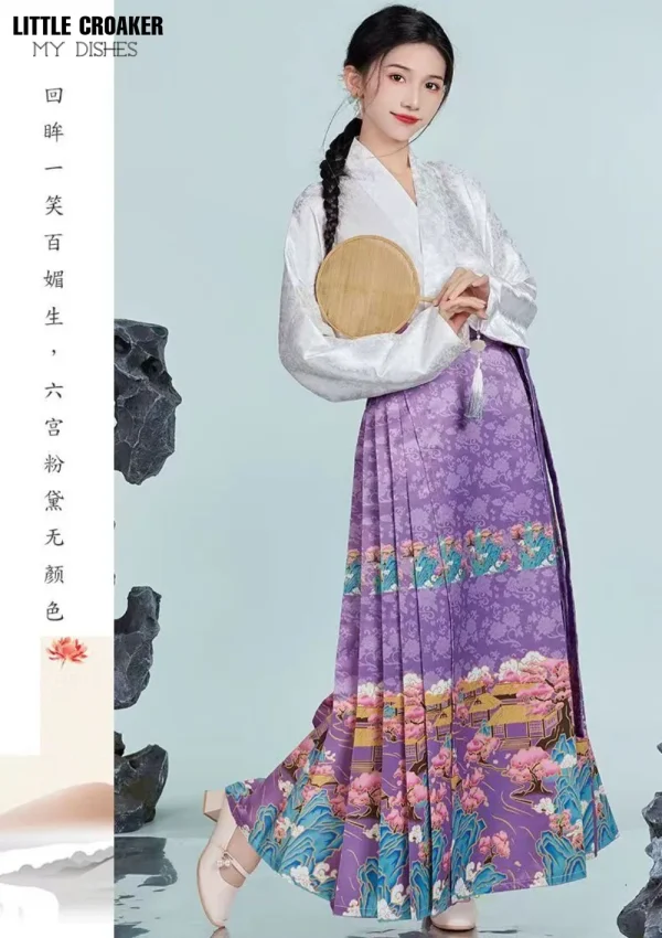 Kf S55f6bd74a3074e208314d6bf202bc1e1j Vintage Daily Hanfu Horse Face Skirt Women Han Bok Chinese Traditional Hanfu Shirt Red Blue Black Vintage Daily Hanfu Horse Face Skirt Women Han Bok Chinese Traditional Hanfu Shirt Red Blue Black Pleats Skirt Mamianqun