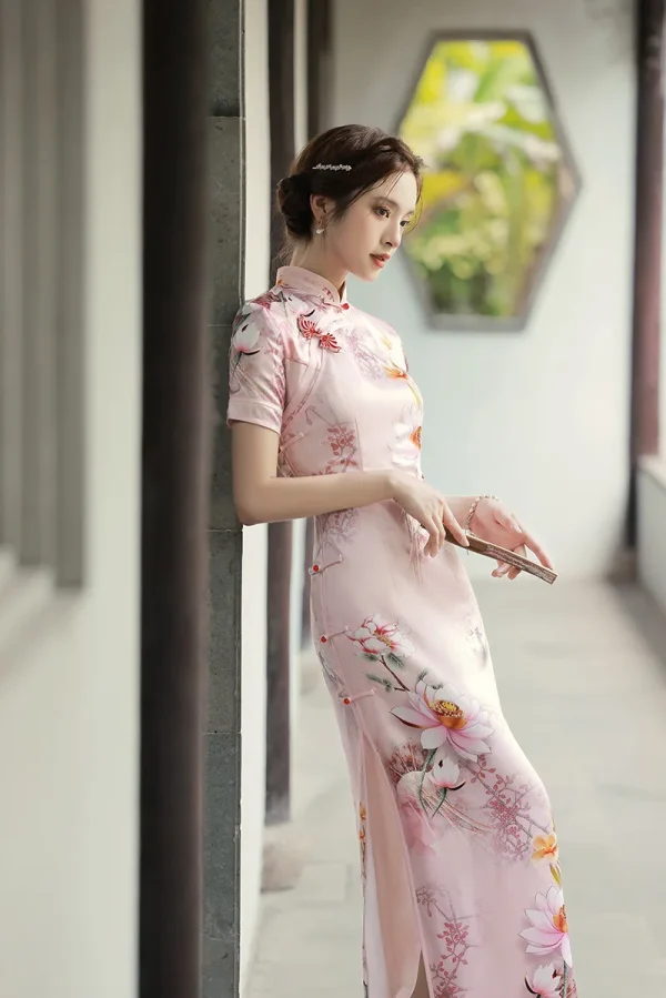 Kf S563b44fc55104465916ca50e3f20e0a3m 2023 Modern New Spring Temperament Young Printed Cheongsam Dress Retro Republic Style Ancient Long Qipao Chinese Modern New Spring Temperament Young Printed Cheongsam Dress Retro Republic Style Ancient Long Qipao Chinese Dress