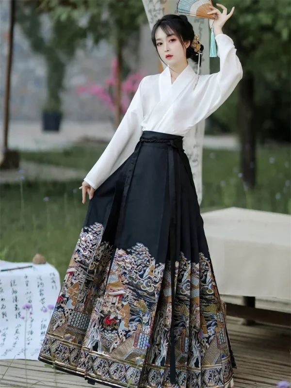 Kf S56afb232105c4908b6ac801c17969382i Original Hanfu Skirt Chinese Style Costume Mamianqun Ming Horse Face Dress Improved Ming Dynasty Ancient Traditional Original Hanfu Skirt Chinese Style Costume Mamianqun Ming Horse Face Dress Improved Ming Dynasty Ancient Traditional Daily Wear