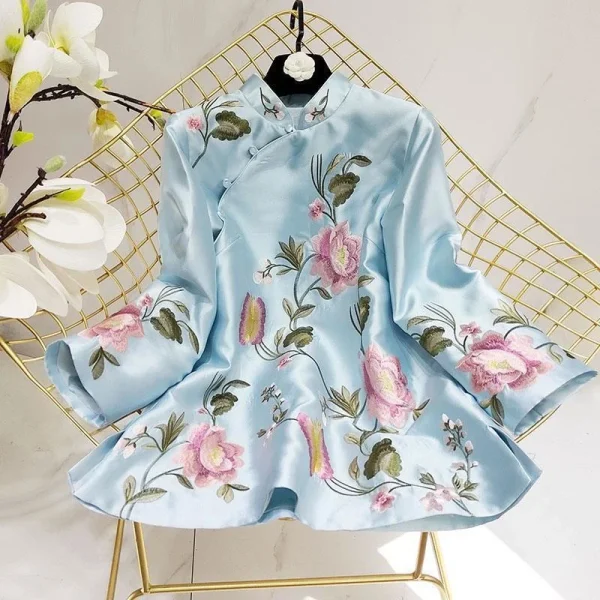 Kf S56c711565bd54c089798097fb7d4337cs Tang Suit Shirt National Style Traditional Elegant Embroidery Women Chinese Vintage Blouse Loose Female Hanfu Tops Tang Suit Shirt National Style Traditional Elegant Embroidery Women Chinese Vintage Blouse Loose Female Hanfu Tops New