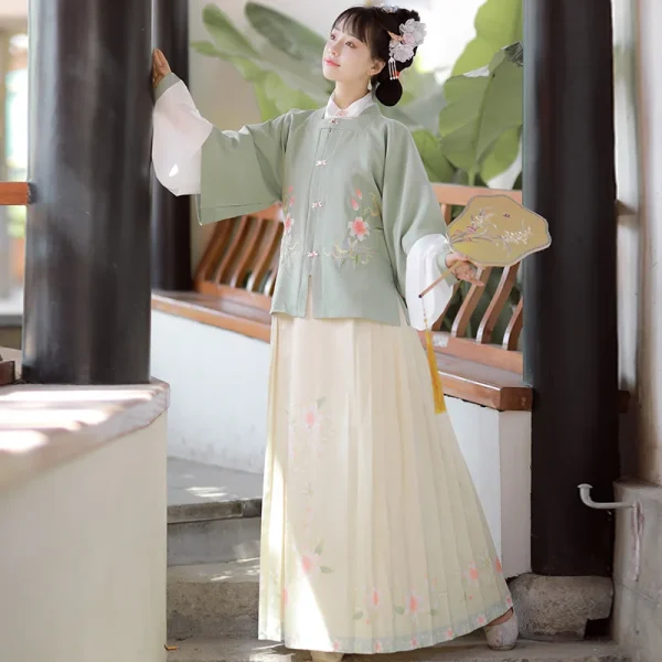 Kf S56d3ff8f963d400ca748d696d36c7d52q 3pc 1set Hanfu Women Square Collar Coat Cute Embroidery Chinese Style Daily Suit Ming Dynasty Autumn 3pc/1set Hanfu Women Square Collar Coat Cute Embroidery Chinese Style Daily Suit Ming Dynasty Autumn Pleated Skirt