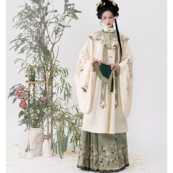 Kf S5770ed80f4c34546b44d703b024a5bdfw 2024 Chinese Traditional Ma Mian Dress Ming Dynasty Hanfu Women S Stand Neck Shirt Embroidery Robe Chinese Traditional Ma Mian Dress Ming Dynasty Hanfu Women’s stand-neck shirt Embroidery Robe Horse Face Skirt Set Clothes