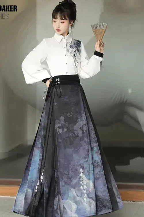 Kf S5917e4394ab84d3185b1d9670dec7dc7y Vest Skirt Hanfu Modern Style Women S Suit Mamianqun Chinese Vintage Clothing Horse Face Skirt Daily Vest Skirt Hanfu Modern Style Women's Suit Mamianqun Chinese Vintage Clothing Horse Face Skirt Daily Wear