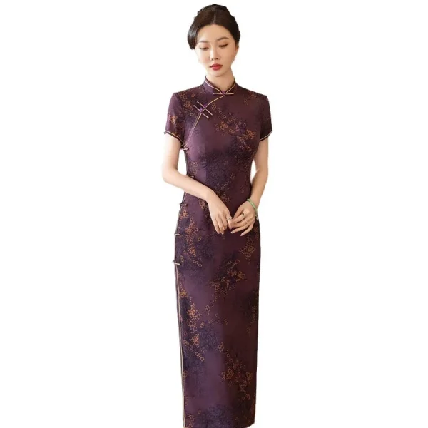 Kf S59d08f820d634f4b99645c8331aaec4em 2024 Spring Summer New Long Qipao Daily Retro Chinese Style Improvement Elegant Qipao Spring/Summer New Long Qipao Daily Retro Chinese Style Improvement Elegant Qipao