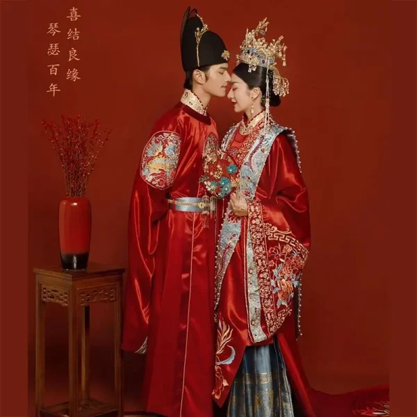 Kf S5af4e26cbf6f4408a7910911dedacb01w Yourqipao Chinese Hanfu Wedding Dresses China Traditional Ancient Custumes Fengguan Xiapei Men S And Women S Chinese Hanfu Wedding Dresses China Traditional Ancient Custumes Fengguan Xiapei Men's and Women's Bridal Gowns Sets