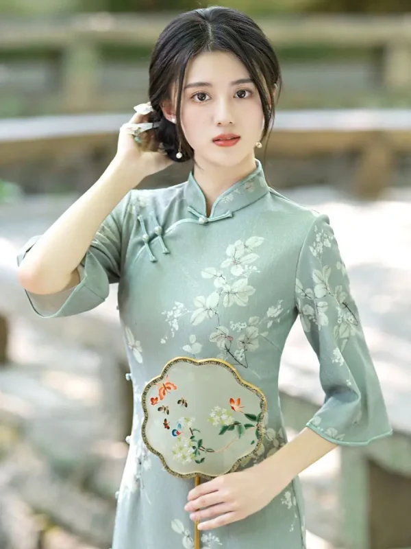 Kf S5caf010280ce4356918e6a27d8235f90u New Summer Vintage Elegant Cheongsam Chinese Traditional Qipao Mid Sleeve Dress For Women Clothing New Summer Vintage Elegant Cheongsam Chinese Traditional Qipao Mid Sleeve Dress for Women Clothing