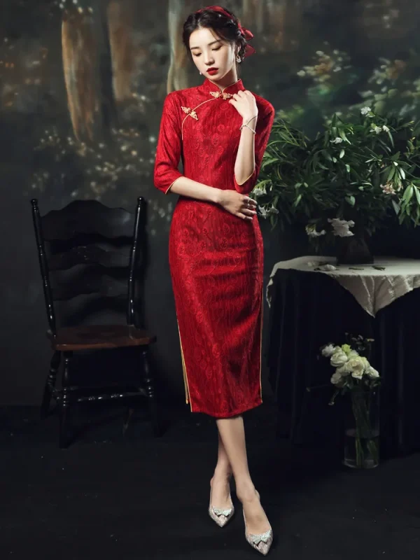 Kf S5d254d35d582459390f030ae16b1aa23m Chinese Style Long Dress Red Slim Cheongsam Qipao Dress Wedding Party Hanfu Summer Lace Chinese Style Long Dress Red Slim Cheongsam Qipao Dress Wedding Party Hanfu Summer Lace