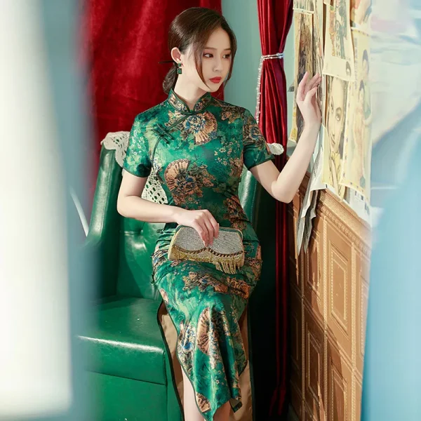 Kf S5d518995d92f4df2b6864295a517ed69o Yourqipao Green Long Cheongsam 2024 New Style Women Retro Catwalk Performance Clothing Chinese Qipao Formal Evening Green Long Cheongsam New Style WOmen Retro Catwalk Performance Clothing Chinese Qipao Formal Evening Gowns