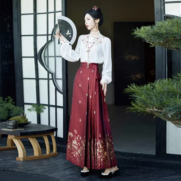 Kf S5ff81d3564df4819925c15705e9ac9f0e New Arrival Chinese Traditional Hanfu Dress Horse Face Skirt Women Ming Dynasty Vintage Clothing Pleated Skirt Chinese Traditional Hanfu Dress Horse Face Skirt Women Ming Dynasty Vintage Clothing Pleated Skirt