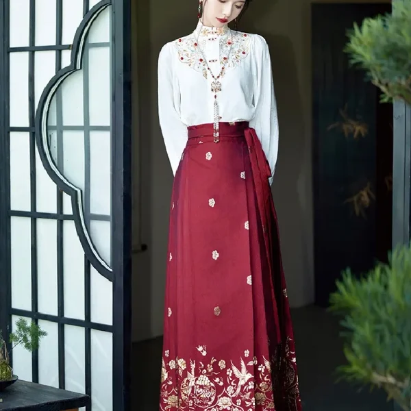 Kf S609dbc4bc7d744bab225266b19040c75a New Arrival Chinese Traditional Hanfu Dress Horse Face Skirt Women Ming Dynasty Vintage Clothing Pleated Skirt Chinese Traditional Hanfu Dress Horse Face Skirt Women Ming Dynasty Vintage Clothing Pleated Skirt