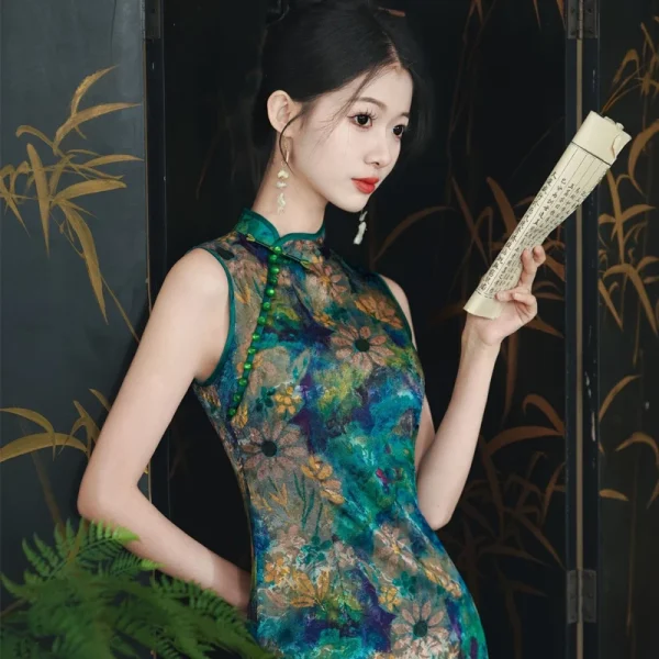 Kf S60e027a9415c469ca7e1c2d2c112b69b8 Sexy Sleeveless Slim Fit Qipao New Chinese Style Improved Girl S Retro Printed Cheongsam Elegant Temperament Sexy Sleeveless Slim Fit Qipao New Chinese Style Improved Girl's Retro Printed Cheongsam Elegant Temperament Long Dress Vestidos