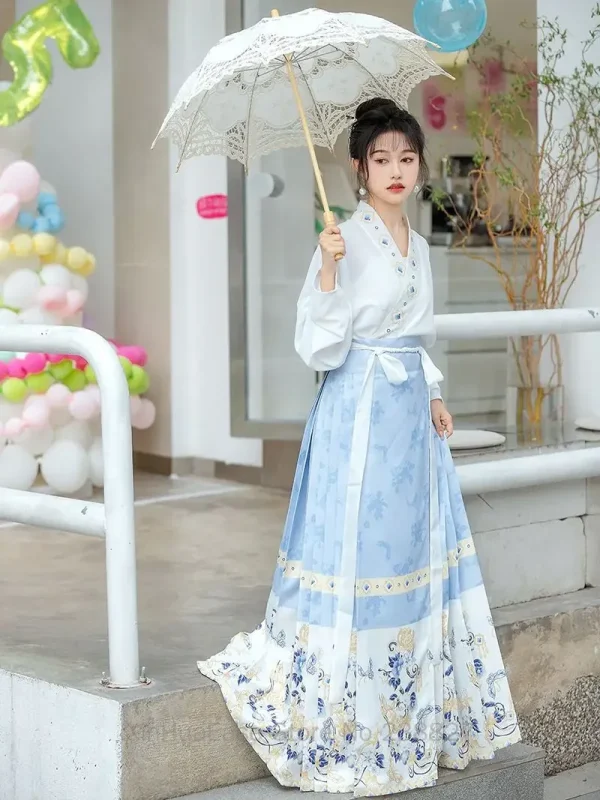 Kf S6194e29fdf3f4840b757aca61e57157bn Water Horse Face Mamian Skirt Modern Hanfu Women S Chinese Traditional Dresses Ming Dynasty Spring Daily WATER Horse Face Mamian Skirt Modern Hanfu Women's Chinese Traditional Dresses Ming Dynasty Spring Daily Wear Mamianqun New