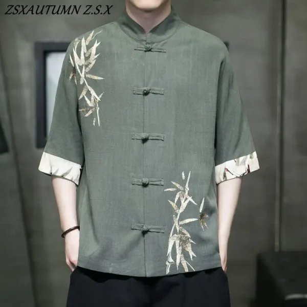 Kf S621b7b308a03421592b705f7796b0b2c4 Tang Suit Men Chinese Style Summer Thin Cotton Linen Embroidery Shirt Trend Loose Hanfu Tops Large Tang Suit Men Chinese Style Summer Thin Cotton Linen Embroidery Shirt Trend Loose Hanfu Tops Large Size Shirt Vintage Casual