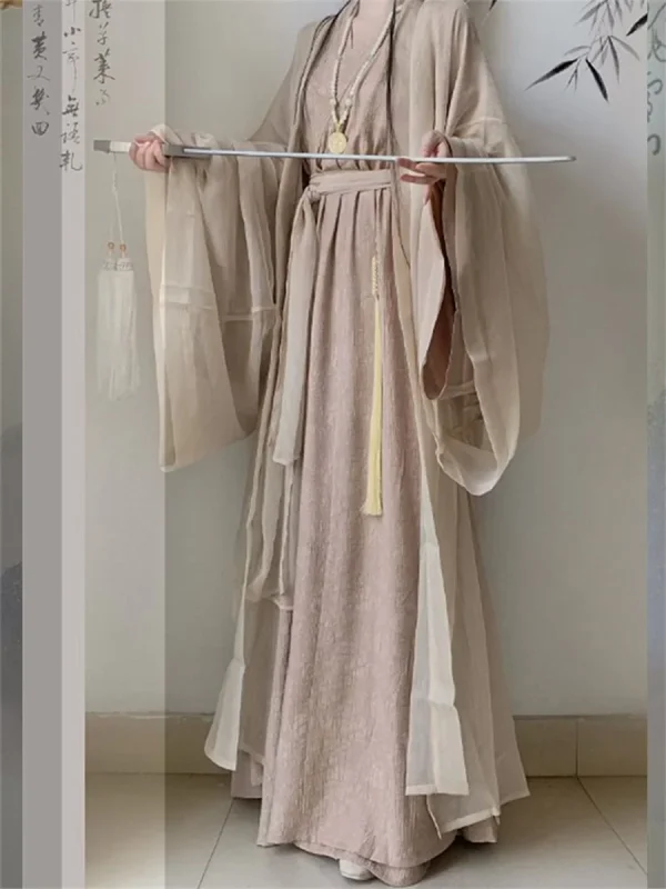 Kf S63079a8d607c46dda2561c740df0891e1 Solid Color Hanfu Robe Original Large Sleeves Unisex Chinese Traditional Dress Cotton Linen Chinese Ancient Cosply Solid Color Hanfu Robe Original large Sleeves Unisex Chinese Traditional Dress Cotton linen Chinese Ancient Cosply Costume