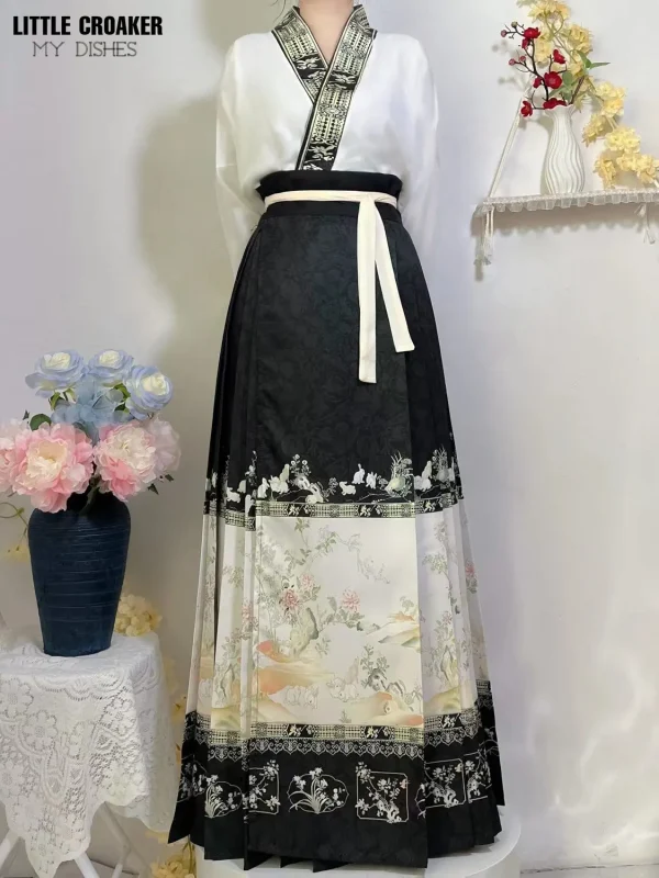 Kf S637c0435dade465a88ec10c6d5f3f3c8h China Hanfu Suit Ming Dynasty Horse Face Skirt Daily Chinese Style Pleated Mamian Skirt Modern Chinese China Hanfu Suit Ming Dynasty Horse-Face Skirt Daily Chinese Style Pleated Mamian Skirt Modern Chinese Style Clothes Set