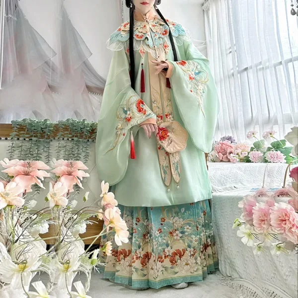 Kf S641e1228be75411d9636a22161781e4al Ming Cloud Shouldered Hanfu Women S Spring Horse Faced Skirt Set Fairy Costume Embroidery Chinese Traditional Ming Cloud-shouldered Hanfu Women's Spring Horse-faced Skirt Set Fairy Costume Embroidery Chinese Traditional Dress Set of Four