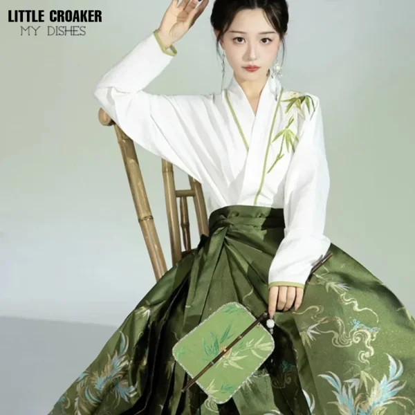 Kf S6437c49218d243e195a7b1482af64a22j Original Hanfu Chinese Style Costume Mamianqun Ming Dynasty Weaving Green Horse Face Skirt Two Piece Daily Original Hanfu Chinese Style Costume Mamianqun Ming Dynasty Weaving Green Horse Face Skirt Two-piece Daily Wear Modern Hanfu