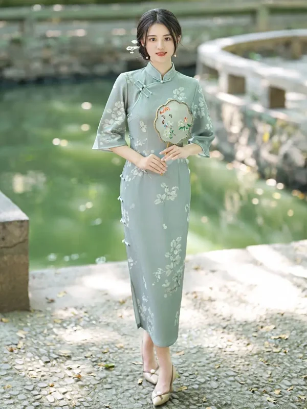 Kf S644d008d911c49a5868494f282054436e New Summer Vintage Elegant Cheongsam Chinese Traditional Qipao Mid Sleeve Dress For Women Clothing New Summer Vintage Elegant Cheongsam Chinese Traditional Qipao Mid Sleeve Dress for Women Clothing