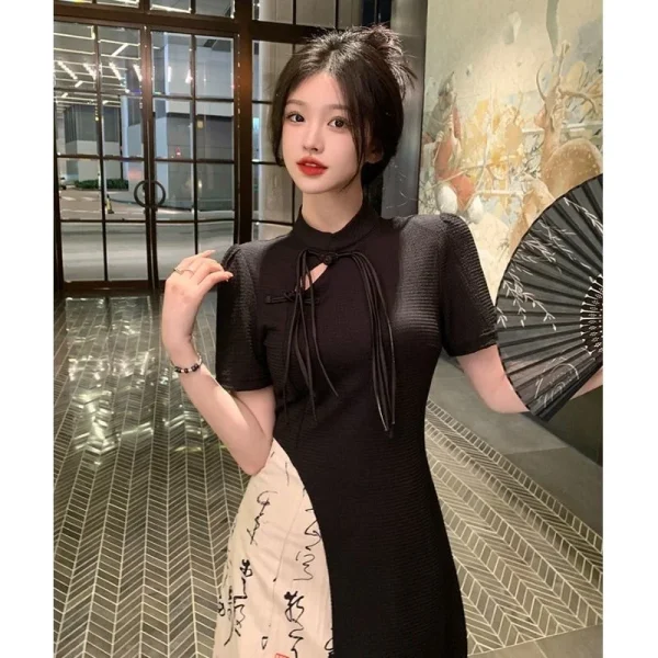 Kf S655fd47100cc4dafa4af87bb59f417c20 New Chinese Style High Grade Irregular Calligraphy Half Body Dress Fashion Qipao Two Piece Set Skirt New Chinese Style High Grade Irregular Calligraphy Half Body Dress Fashion Qipao Two Piece Set Skirt Women's Summer Hanfu Suit