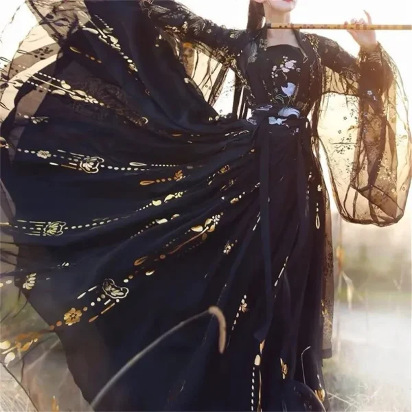 Kf S67e299d9dc374114bc175d945e89e4f98 Ancient Traditional Chinese Women Hanfu Dress Fairy Embroidery Stage Folk Dance Costume Retro Traditional Cosplay Dress Ancient Traditional Chinese Women Hanfu Dress Fairy Embroidery Stage Folk Dance Costume Retro Traditional cosplay dress black