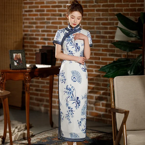 Kf S68c51a15b07c4b78a5e37c4becf81d39g Yourqipao 2023 Summer Fashion Long White Cheongsam Temperament Printed Qipao Chinese Traditional Style Evening Dress For Summer Fashion Long White Cheongsam Temperament Printed Qipao Chinese Traditional Style Evening Dress for Women