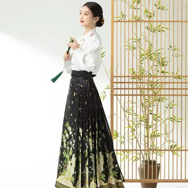 Kf S69ea2e13a7384a2d9b2a356438cd0fd2i Hanfu Young Girls Dresses Chinese Style Costume Mamianqun Horse Face Skirt Improved Ming Dynasty Ancient Traditional Hanfu Young Girls Dresses Chinese Style Costume Mamianqun Horse Face Skirt Improved Ming Dynasty Ancient Traditional Daily Wear