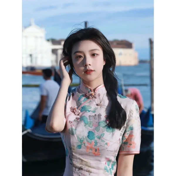 Kf S6bc521e6951f4861a6feb04009a09d857 Fashion Improved Pink Cheongsam Print Short Sleeve Vintage Dress Women Costumes Elegant Chinese Qipao S To Fashion Improved Pink Cheongsam Print Short Sleeve Vintage Dress Women Costumes Elegant Chinese Qipao S To XXL