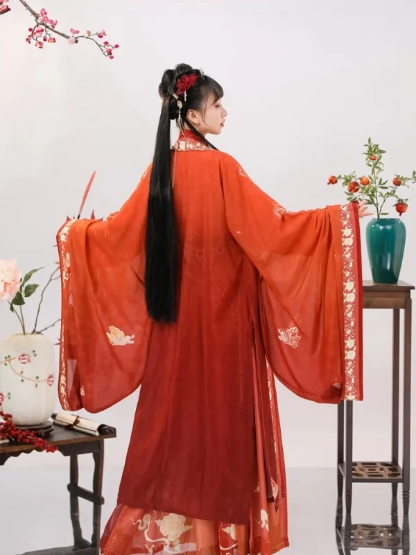 Kf S6e2e7b854ccd46e8900e4d86fad328f4u Hanfu Women S Chinese Style Song Style Red Cross Necked Long Sleeved Shirt Ancient Costume Waist Hanfu women's Chinese style Song style red cross necked long sleeved shirt, ancient costume, waist length sleeve skirt, autumn