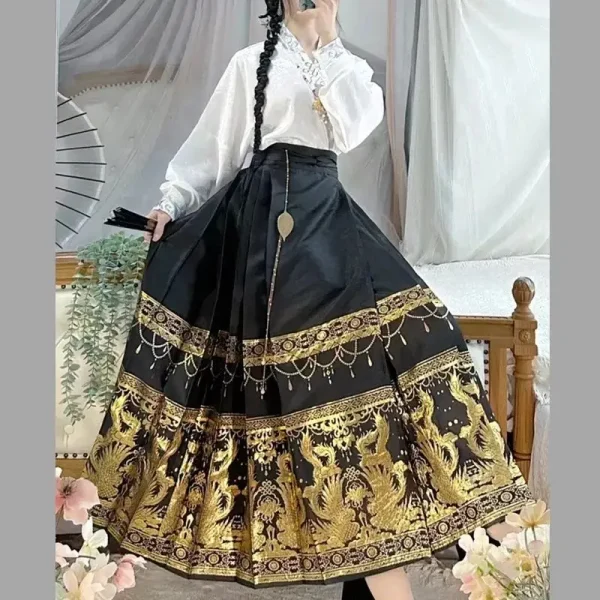 Kf S6e58f64a54cf46fea7c106b718f7bbcdz Original Hanfu Skirt Women Chinese Traditional Costume Mamianqun Ming Dynasty Weaving Gold Horse Face Vest Skirt Original Hanfu Skirt Women Chinese traditional Costume Mamianqun Ming Dynasty Weaving Gold Horse Face vest Skirt Daily Dress