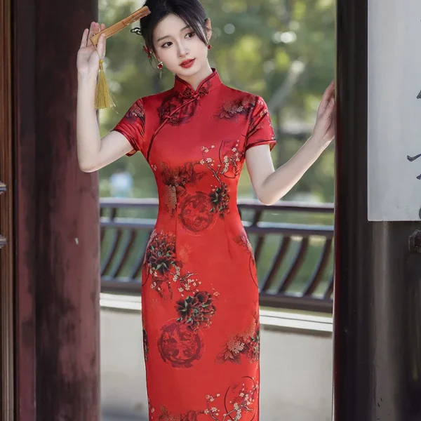 Kf S6f08122ac5fb4d99af9994fb855d2096r 8 Colors Summer Red Long Cheongsam Short Sleeve Improved Vintage Dress Women Costumes Plus Size Qipao 8 Colors Summer Red Long Cheongsam Short Sleeve Improved Vintage Dress Women Costumes Plus Size Qipao M To 5XL