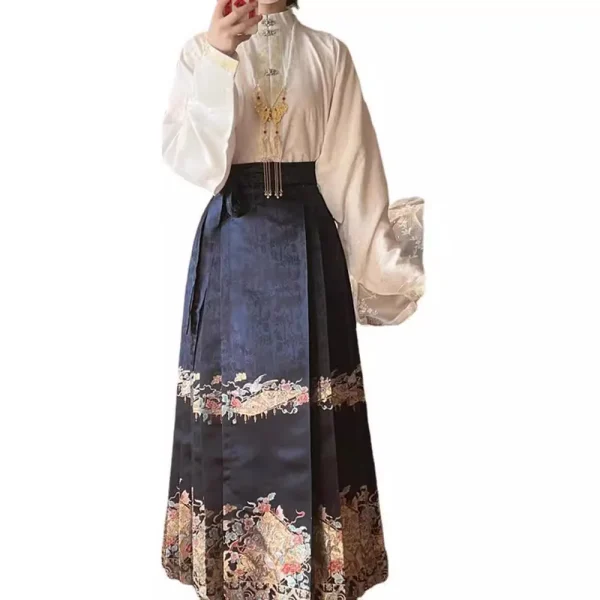 Kf S6f0ee6169984449f893871a5cfd7bd85w 2024 Horse Face Skirt Versatile Ancient Charm Women S Mamianqun Improved Han Style Women S Element 2024 horse face skirt Versatile Ancient Charm Women's Mamianqun improved Han Style Women's Element Chinese Commuter Set