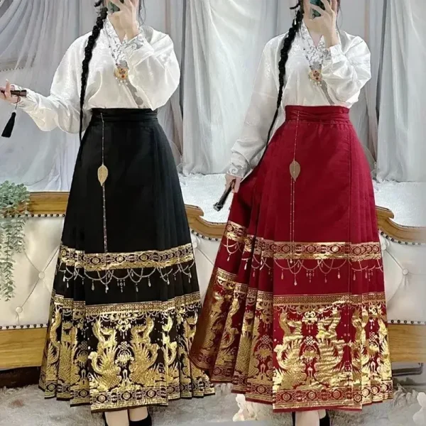 Kf S6f87136149254f0991d6d7172054fb21z Original Hanfu Skirt Women Chinese Traditional Costume Mamianqun Ming Dynasty Weaving Gold Horse Face Vest Skirt Original Hanfu Skirt Women Chinese traditional Costume Mamianqun Ming Dynasty Weaving Gold Horse Face vest Skirt Daily Dress