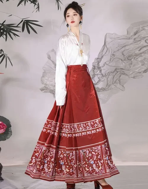 Kf S6fb57223ae854bdebd90cad12e8f3bd7v.jpg 640x640.jpg Chinese Modern Hanfu Women's Mamianqun Horse Face Skirt Daily Wear Set National Style Costume Ming Dynasty Dresses