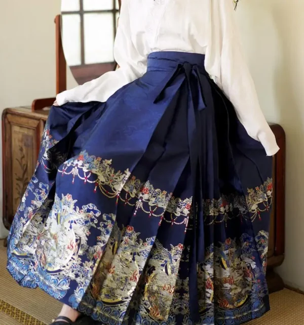 Kf S703416f03dae4764812542c65e9da67b5 Vintage Ming Dynasty Horse Face Skirt Women Mamianqun Improved Hanfu Skirt Pringting Folk Dance Pleated Midi Vintage Ming Dynasty Horse Face Skirt Women Mamianqun Improved Hanfu Skirt Pringting Folk Dance Pleated Midi Skirt Faldas Longue