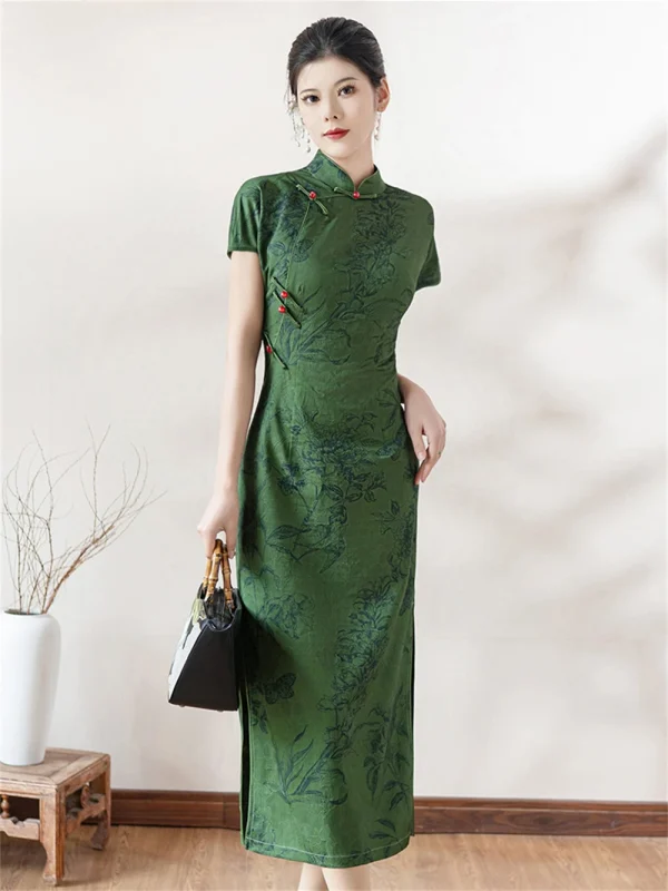 Kf S70d6365a1bf245189516a73722a7bb105 New Women S Chinese Traditional Qipao Summer Youth Style Elegant Green Jacquard Improved Short Sleeved Slim New Women' s Chinese Traditional Qipao Summer Youth Style Elegant Green Jacquard Improved Short-sleeved Slim Fit Cheongsam Dress