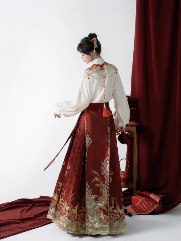 Kf S70f4bd2c15104652976898b50cd008f2h 2024 Engagement Wedding Hanfu Horse Face Skirt Women Chinese Traditional Vintage Ming Dynasty Hanfu Pleats Skirt Engagement Wedding Hanfu Horse Face Skirt Women Chinese Traditional Vintage Ming dynasty Hanfu Pleats Skirt